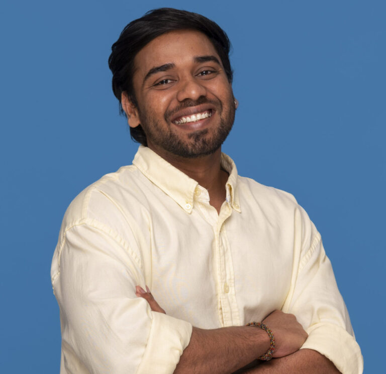 front view indian man posing studio
